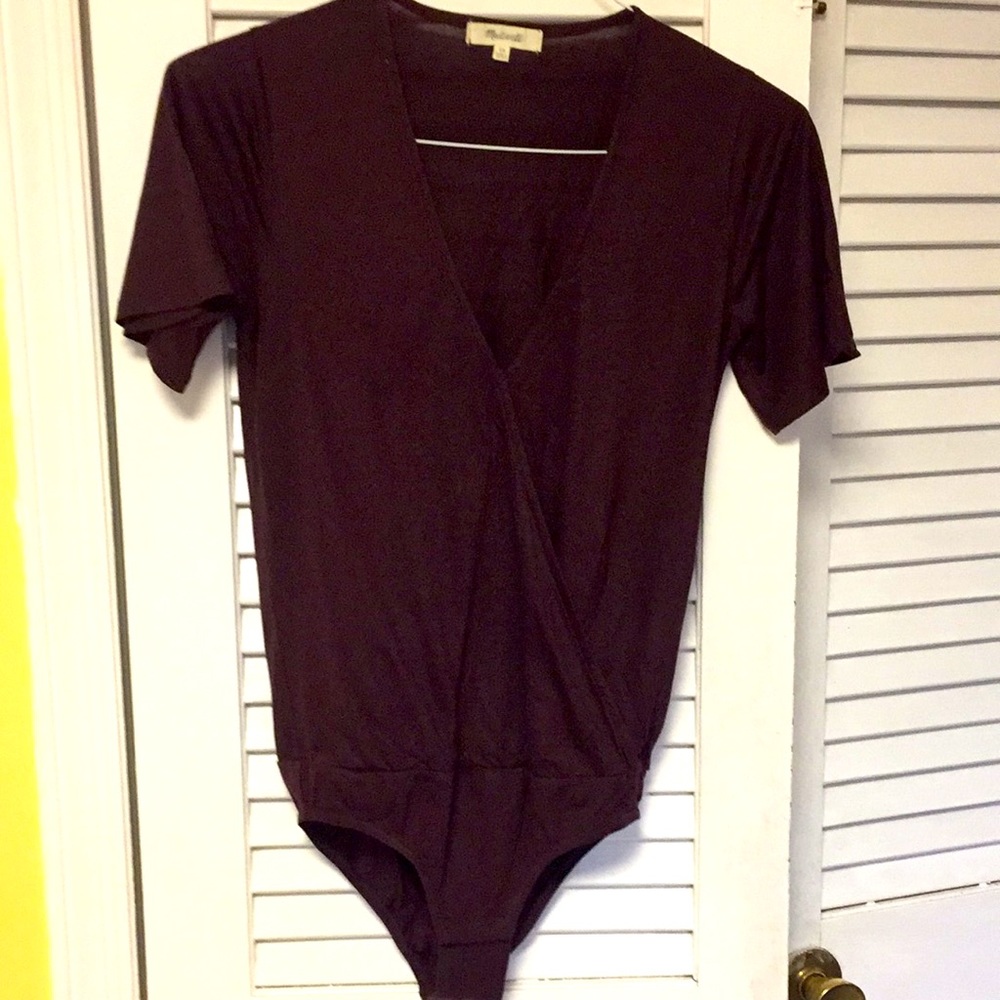 Cranberry Bodysuit. Madewell XS. V Neck